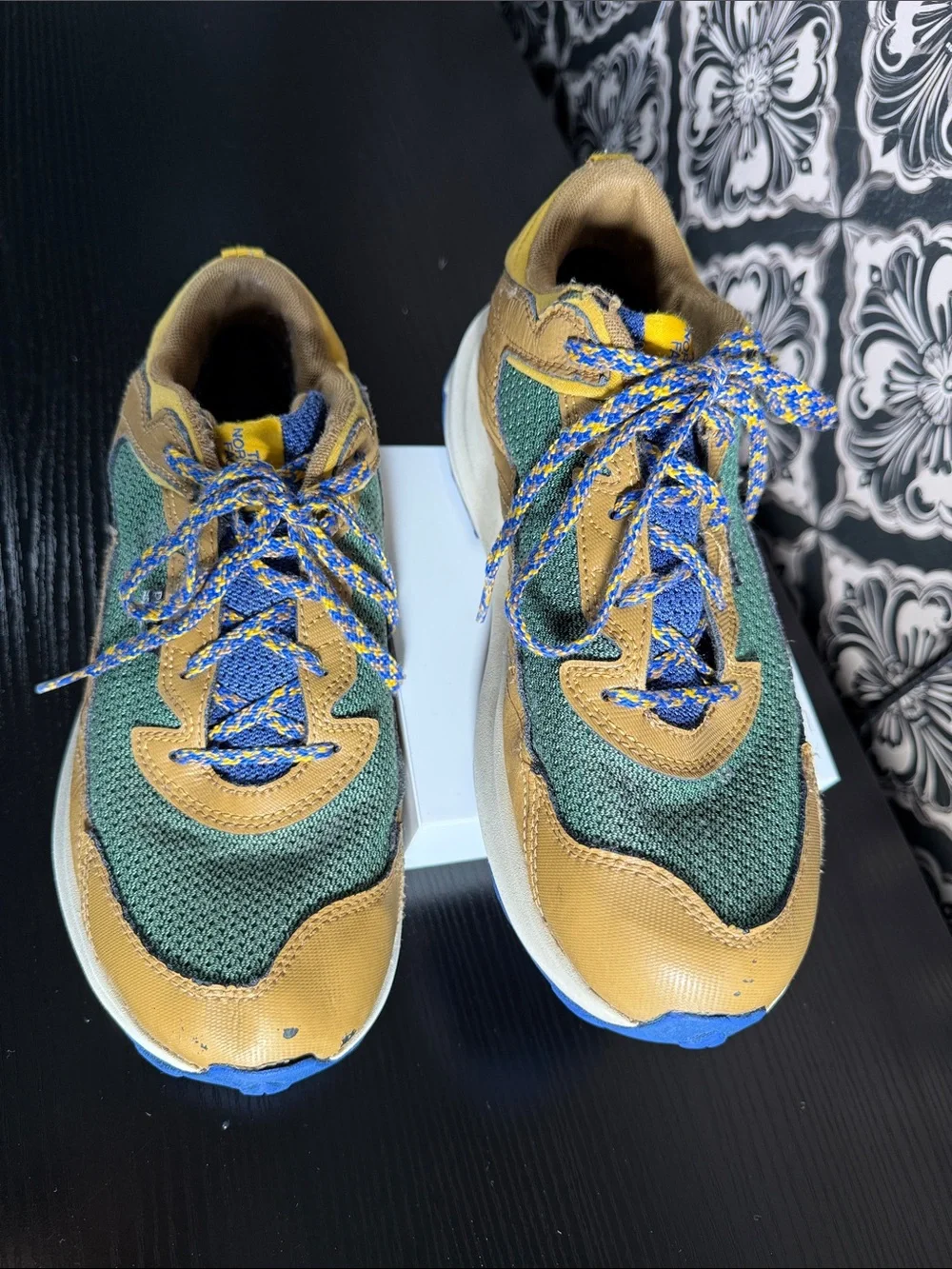 The North Face Men's Green & Tan Trail Sneakers with Blue Accents